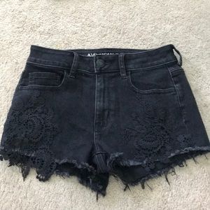 AE Black Hi-Rise Jean Shorts
